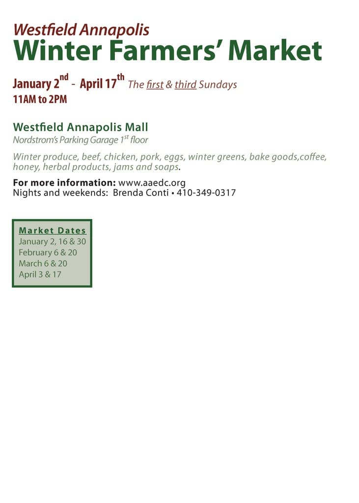 Westfield Annapolis WINTER Farmers Market